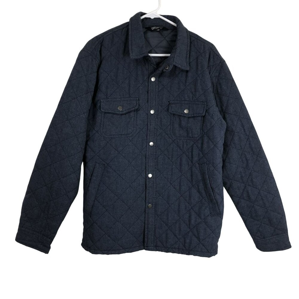 Benny Gold Jacket Button-Up Quilted Snap Blue Mens Size L